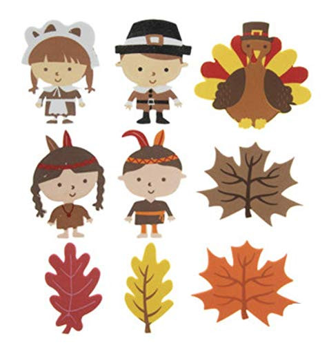 Nikkis Knick Knacks 120 Piece Thanksgiving Fall Native American and Pilgrim Foam Stickers