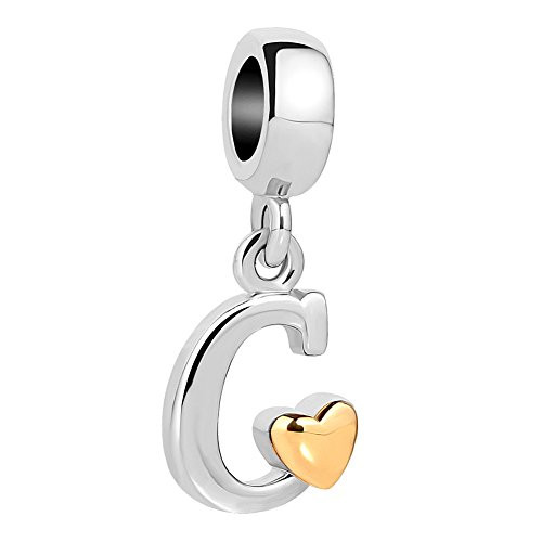 QLocket Letter AZ Alphabet Initial Charms Dangle Heart Love Charm Beads for Bracelets C
