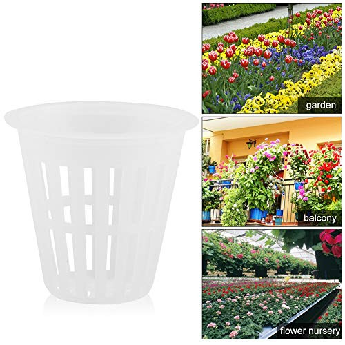 EBTOOLS 10pcsSet 2 Inch Hydroponic Basket Cup Durable Safe Plastic Hydroponic Slotted Mesh Cups Round Garden Net Pots for Garden Hydroponics Containers Balcony Planting White