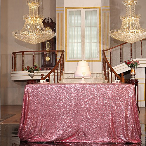 PartyDelight Sequin Tablecloth Sequin Table Overlay Square 50x50 Fuchsia Pink