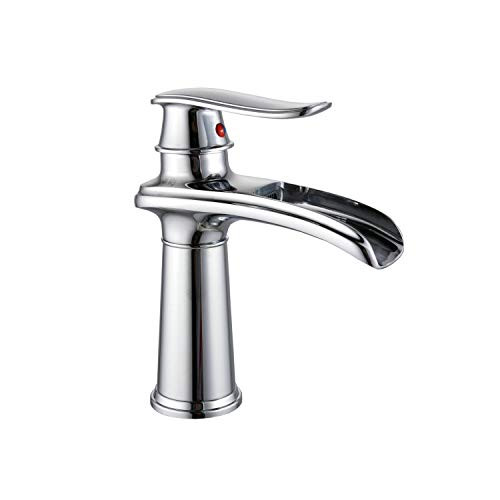 Commercial Modern Single Handle lever Waterfall Chrome Bathroom Faucet Lavatory Vanity Sink Tap Without Pop Up Drain