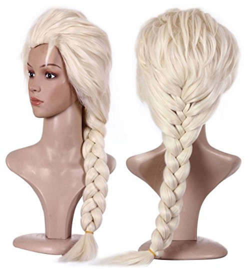 Anogol Hair CapBlonde Cosplay Wig Party Braided Hair Wigs for Costume Party Halloween
