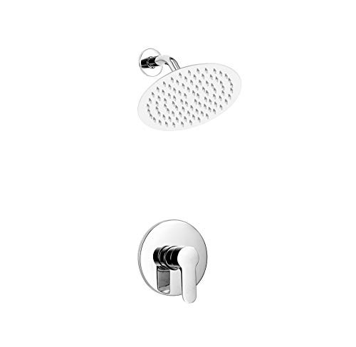 Yifinessyi Shower Faucet 8inch Round Stainless Steel Metal Shower Head Shower Trim Kit with Roughin Valve Shower Set Bath Rainfall Shower Faucet System Chrome