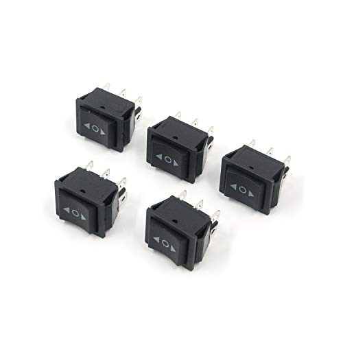 Tulead KCD4 Black Boat Rocker Switches 6 Pins Momentary Switch ONOffON Pack of 5