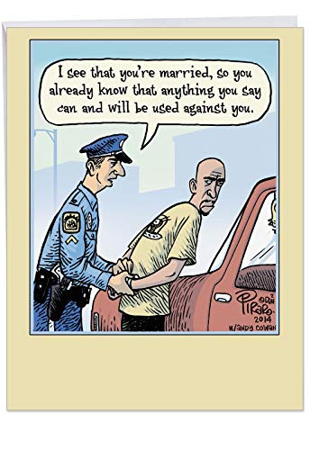 Funny Married Arrest Greeting Card for Anniversary Card Big 85 x 11 Inch  Hilarious Anniversary Card for Husband Men  Stationery Notecard for Married Happy Guy with Envelope J9774