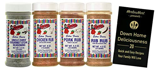 Bolners Fiesta Extra Fancy Meat Rub 4 Flavor Variety 1 Each Uncle Chris Steak Chicken Rub Pork Rub Rib Rub 456 Ounces Plus Recipe Booklet Bundle Bolners Fiesta Extra Fancy Meat Rub 4 Flavor Variety 1 Each Uncle Chris Steak Chicken Rub Pork Rub Rib Rub 456 Ounces Plus Recipe Booklet Bundle