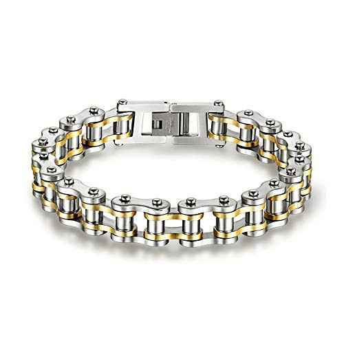 Le??ewelry Cool Heavy Duty Bike Chain Motorcycle Link Biker Bracelet Link Stainless Steel Gold Silver Two Tone Fashion Cuff Bangle Wristband Le??ewelry Cool Heavy Duty Bike Chain Motorcycle Link Biker Bracelet Link Stainless Steel Gold Silver Two Tone Fashion Cuff Bangle Wristband