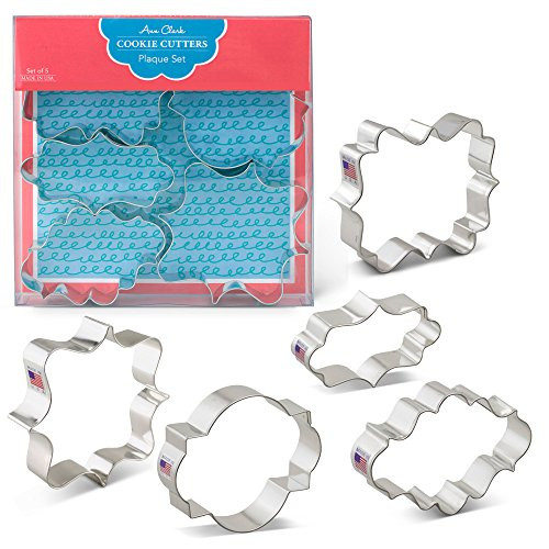 Plaque/Frame Cookie Cutters - 5 Piece Boxed Set - Oval, Long Fancy, Square, LilaLoa's Square, Photo - Ann Clark - US Tin Plated Steel
