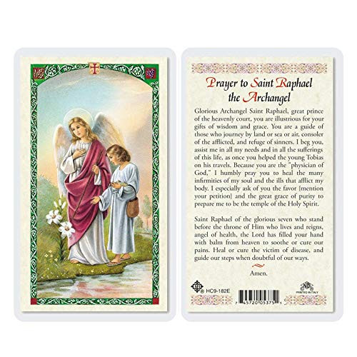 Prayer to St Raphael the Archangel Holy Card HC9182E  Laminated
