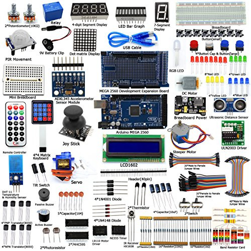 Adeept Ultimate Starter Kit Compatible with Arduino Mega2560 LCD1602 Stepper motor ADXL345 Learning Kit with PDF Guidebook