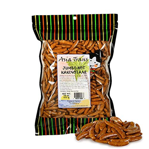 Jumbo Hot Kakinotane Arare Rice Crackers  Crunchy Oriental Style Snack with a Spicy Kick  16 Ounces
