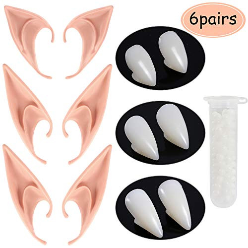 HLenyoy Vampire Teeth Fangs Elf Ears for Cosplay Costume Accessory Halloween Party Favors HLenyoy Vampire Teeth Fangs Elf Ears for Cosplay Costume Accessory Halloween Party Favors