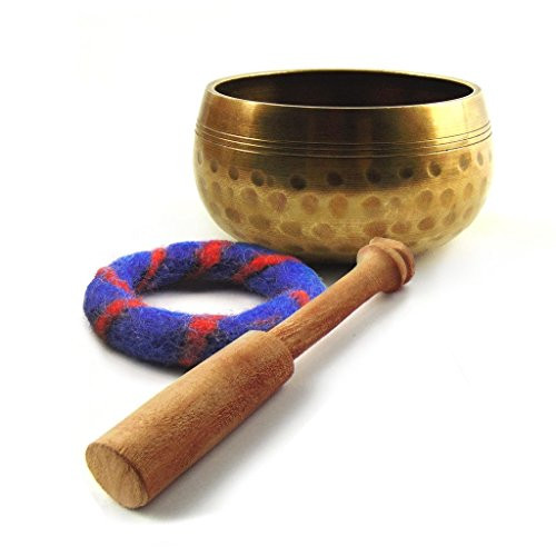Indian Glance Tibetan Singing Bowl Set Hammered Includes Singing Bowl Cushion and Mallet  For Healing Meditation Prayer and Yoga