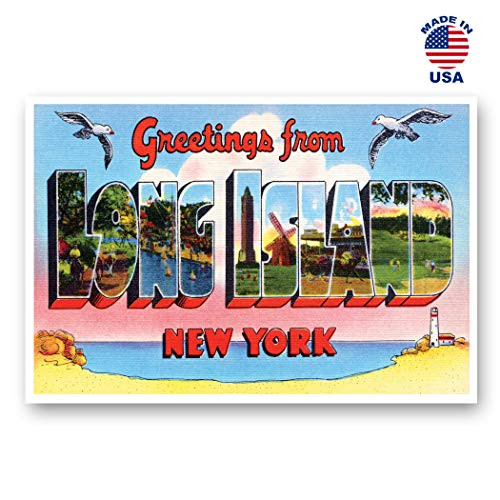 GREETINGS FROM LONG ISLAND NY vintage reprint postcard set of 20 identical postcards Large Letter Long Island New York city name post card pack ca 1930s1940s Made in USA