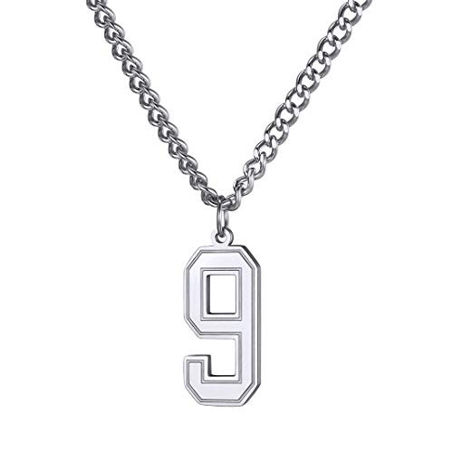 GoldChic Jewelry Baseball Initial Pendant Necklace Inspiration Baseball Jersey Number 09 Charms Stainless Steel Sports Necklace