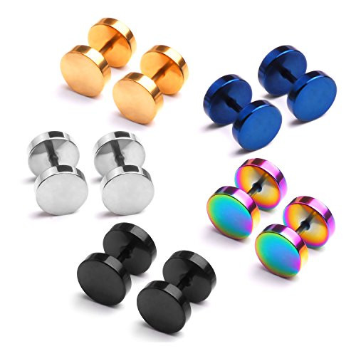 316L Surgical Stainless Steel Stud Earrings for Men Women Hypoallergenic Earrings Ear Piercing Punk Style  5 Pairs
