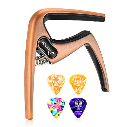 Donner Zinc Alloy Ukulele Capo DC3U for Soprano Concert Tenor Baritone Ukulele 4 String with 4 picks bronze