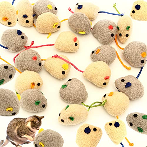 Youngever 20 Pcs Cat Toys Catnip Mice Cat Mouse Toys Catnip Cat Toys Interactive Play for Cat Puppy Kitty Kitten Grey