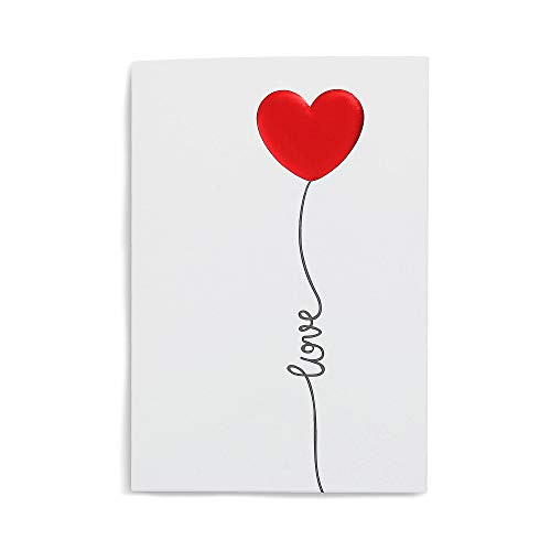 Jviix cards Heart Balloon Card With The Word Love WrittenGreeting Cards for Any OccasionAnniversary cardHappy Valentines Day Card Mothers Day Card Gifts For Her Him wife Husband 1 card only
