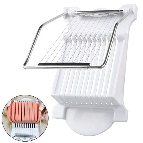 WOLLGORD Luncheon Meat Slicer Tainless Steel Wires Multi Purpose Slicer Egg Slicer for Hard Boiled Eggs Kitchen Fruit Tomato Spam Cutter Cheese Slicer Cuts 11 Slices