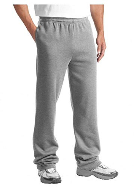 JMR Mens Fleece Sweat Pants Elastic WaistbandOpen Bottom Sweatpants with Side Pockets 3XLarge Grey