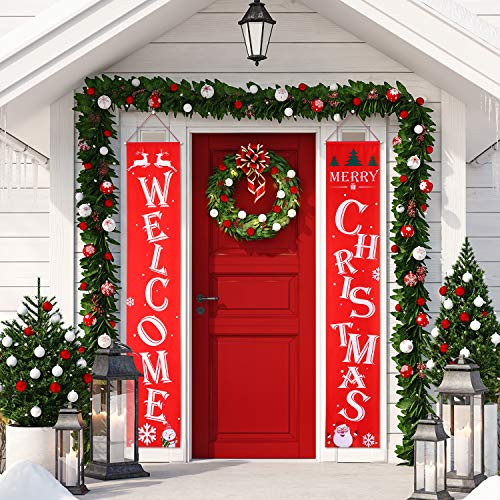 Christmas Banner Welcome Merry Christmas Banner Bright Red Porch Sign Hanging Banner Outdoor Indoor Christmas Decorations Banner for Home Wall Decoration Christmas Banner Welcome Merry Christmas Banner Bright Red Porch Sign Hanging Banner Outdoor Indoor Christmas Decorations Banner for Home Wall Decoration