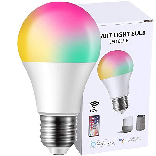 Smart Light Bulb WiFi Multicolor LED Bulbs Compatible with Alexa Google Home No Hub Required RGBW Color Changing White Light 2700K~6500K Dimmable A19 A60 E26 8W 60W Equivalent 1 Pack Smart Light Bulb WiFi Multicolor LED Bulbs Compatible with Alexa Google Home No Hub Required RGBW Color Changing White Light 2700K~6500K Dimmable A19 A60 E26 8W 60W Equivalent 1 Pack