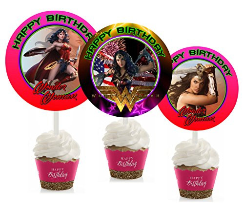 12 Wonder Woman Movie Birthday Inspired Party Picks, Cupcake Picks, Cupcake Toppers #1