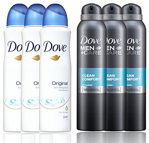 3 Bottles Dove AntiPerspirant Deodorant Original 3 Bottles Dove Men Care Clean Comfort Spray Deodorant 48hr 150ML 507 Oz Total 6 Bottle Pack International Version 3 Bottles Dove AntiPerspirant Deodorant Original 3 Bottles Dove Men Care Clean Comfort Spray Deodorant 48hr 150ML 507 Oz Total 6 Bottle Pack International Version