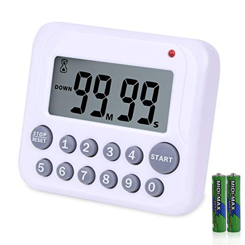 Digital Kitchen Timer LightingHome Simultaneous Cooking Timing Countdown Up Pocket Timer Large Led Display Loud Alarm Memory Stopwatch Function Magnetic Back Battery included