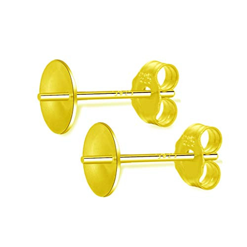 10 Pairs Gold Plated 925 Sterling Silver Silver Earring Posts 07mm Pin  Stud Earrings 6mm Setting Pearl Cup with Earnut Safety Clutches Backs SS2786