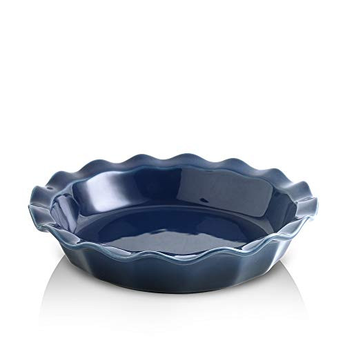 KOOV Ceramic Pie Dish 9 Inches Pie Pan Pie Plate for Dessert Kitchen Round Baking Dish for Dinner Gradient Series Aegean