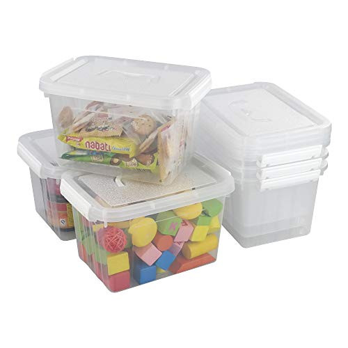 Kiddream Set of 6 Clear Plastic Storage Bins With Lids 6 Quart Latch Boxes