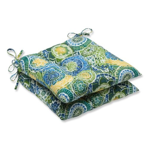 Pillow Perfect OutdoorIndoor Omnia Lagoon Tufted Seat Cushions Square Back 19 x 185 Blue 2 Pack Pillow Perfect OutdoorIndoor Omnia Lagoon Tufted Seat Cushions Square Back 19 x 185 Blue 2 Pack