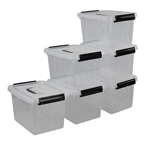 Idomy 6 Quart Plastic Storage Box Clear Storage Bins with Lid Pack of 6