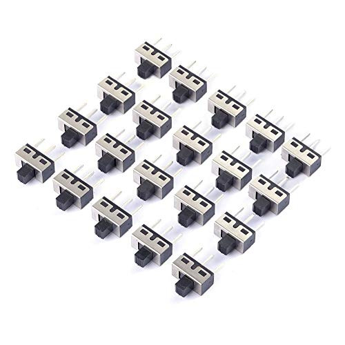 Cylewet 20Pcs 5mm High Knob Vertical Slide Switch 3 Pin 2 Position 1P2T SPDT Panel Pack of 20 CYT1107