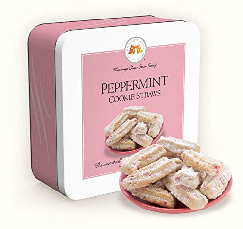 Mississippi Cheese Straw Factory Gift Tin Peppermint Cookie Straws Peppermint 10 Ounce
