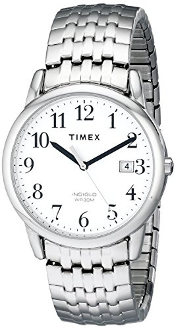 Timex Mens T2P294 Easy Reader Dress SilverTone Stainless Steel Expansion Band Watch