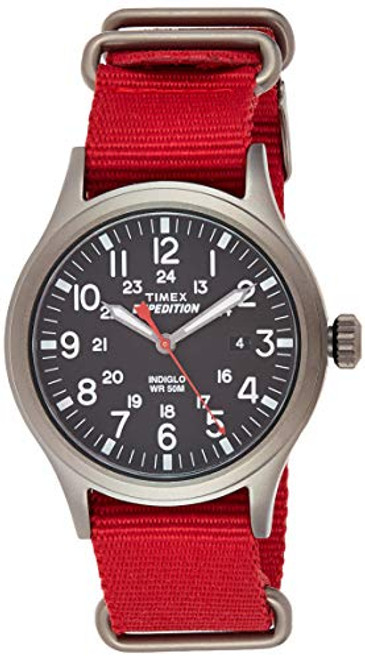 Timex Mens TW4B04500 Expedition Scout Red Nylon SlipThru Strap Watch