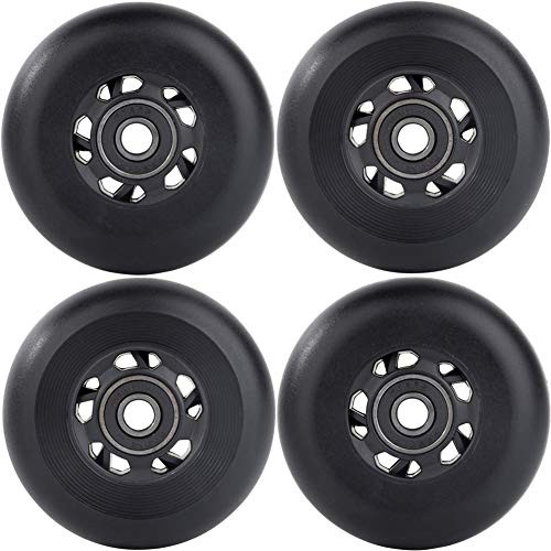 AOWESM Inline Skate Wheels 85A Gripper Asphalt Outdoor Inline Roller Hockey Replacement Wheels with Bearings ABEC9 4Pack Black 76mm