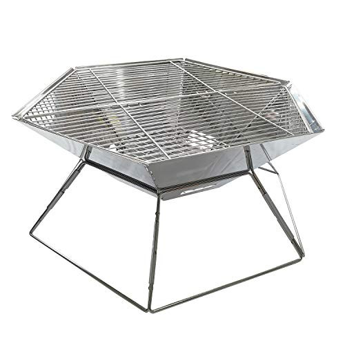 Portable Charcoal Grill Foldable Barbecue Grill Small BBQ Grill for Outdoor Stainless Steel  Hexagon