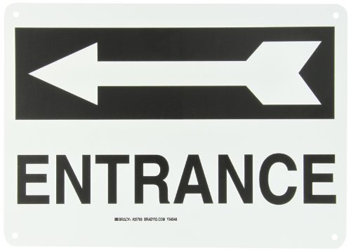 Brady 25768 Plastic Directional Sign 10 X 14 Legend Entrance with Picto
