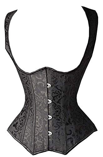SHAPERX Womens Steel Boned Burlesque Brocade Underbust Corset Waist Training Cincher SZ18272BlackXL
