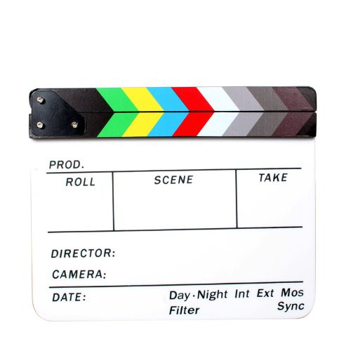 Andoer Acrylic Clapboard Dry Erase Director Film Movie Clapper Board Slate 96 117 with Color Sticks