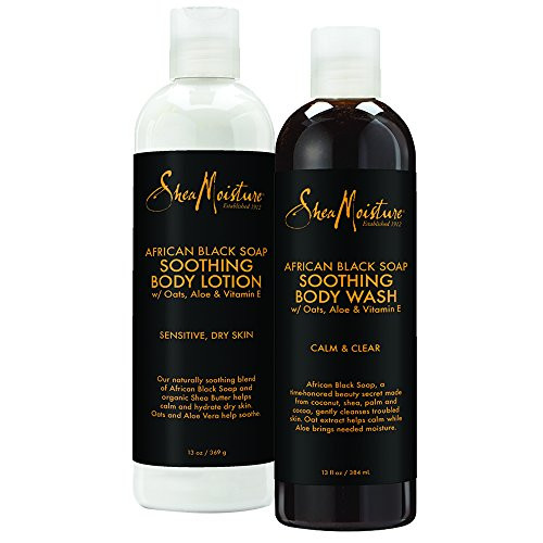 SheaMoisture African Black Soap Bath  Body Pack  Body Wash  Body Lotion  13 fl oz Each