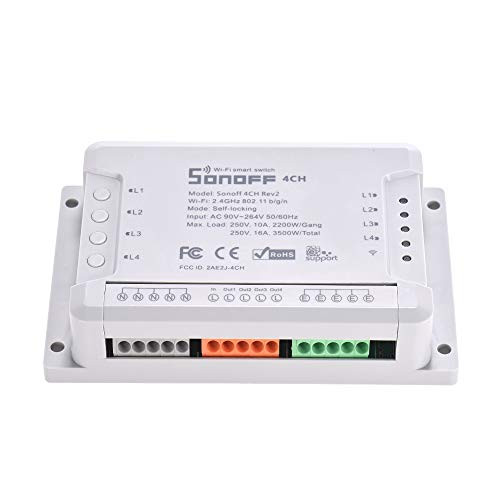 Sonoff 4CH R2 WiFi Smart Switch 4 Gangs 4 Channels Electronic Light Switch iOS Android APP Control Works with Google Alexa Google Home