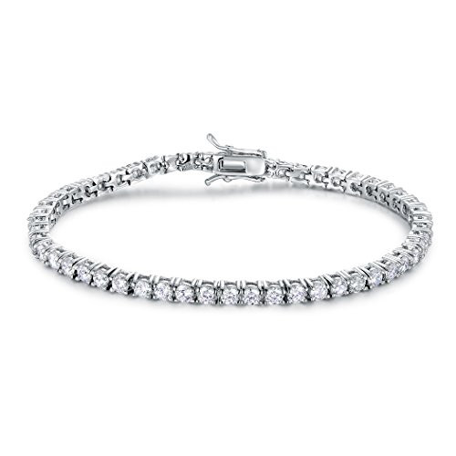 GMESME 18K White Gold Plated Cubic Zirconia Classic Tennis Bracelet 75 Inch GMESME 18K White Gold Plated Cubic Zirconia Classic Tennis Bracelet 75 Inch