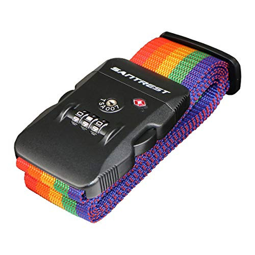SANTREST Travel Luggage Strap Adjustable Suitcase Packing Belt with TSA Combination LockRainbow