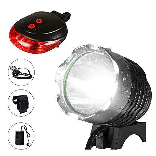 okaccessories Bicycle Light Bike Light Set Rechargeable Headlights Mountain 1200 Lumens Super Bright Waterproof Safety T6 LED Light for Cycling with 8000 mAH Battery Black