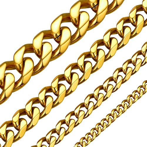Gold Curb Link Necklace 18K Gold Plated 